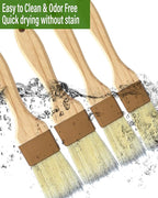 Pastry brush,Basting brush for Cooking,Natural Bristle BBQ Brush for Oil & Sauce,Wooden Handle Food Brush for Baking,Easy Clean Butter Brush,Durable Kitchen Culinary Utensil (1", 1 1/2 Inch,4 Pack)