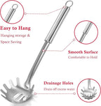 Spaghetti Spoon and Spaghetti Tong - 12 Inch Heat-Proof Handle Spaghetti Fork and Kitchen Tong, Non-stick, Easy Storage and Dishwasher Safe Utensils for Cooking, Ergonomic Design