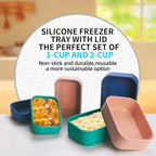 2 Cup and 1 Cup Silicone Freezer Trays with Lid 6 Pack Silicone Freezer Molds soup freezer containers Make 6 Perfect Soups, Broths, Stews, Sauces, Curries (Multicolor 6 Pack)