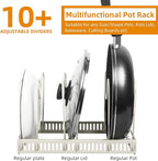 ROOHUA Pot Rack - Expandable Pot & Pan Organizer for Cabinet, 10 Adjustable Compartments (Apricot, 10)