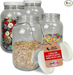 1 Gallon Large Plastic Jars with Lids (4 Pack) - Food Safe & Air Tight - Large Clear Plastic Jars with Lids - Wide Mouth Food Storage Containers - Kitchen & Pantry Organization by Billy Buckskin