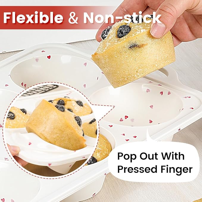 Jumbo Muffin Pan, Metal Reinforced Frame 3.5 Inch Large Silicone Cupcake Pan 6 Cups Large Muffin Pan with Handle Nonstick Jumbo Muffin Tin for Baking Giant Homemade Muffins, Frittatas 1 Pack