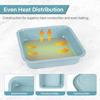 2-Pack 8 inch Square Baking Pan, Non-Stick Square Cake Pan for Cakes Lasagna Brownies, 8x8 Baking Pan, Even Heating, Easy to Clean, Light Blue