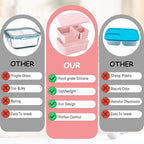 Bento Lunch Box for Kids-Reusable Silicone Kids Bento Box Lunch Container Leakproof Lunchbox Meal Prep Food Storage Containers with 3 Removable Compartments–Dishwasher Safe/BPA Free/Portion Control