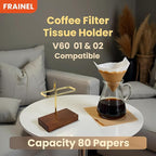 V60 01/02 Coffee Filter Holder Stand - Brass Tube & Walnut Wood Base - Pour Over Drip Accessory for Bar Counter | ASMR Coffee Station Gift for Coffee Lovers | Thanksgiving Table Decor