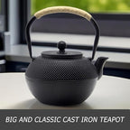40.6oz Cast Iron Teapot, Japanese Tetsubin Tea Kettle for Stovetop Safe, Black Cast Iron Tea Kettle with Infuser for Loose Leaf, Tea Pot with Enameled Interior, Gift for Tea Lovers