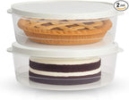 Evelots 2-Pack 10-Inch Airtight Food Storage Container with Lid - Portable Carrier for Pies, Cakes, Cupcakes & More - BPA-Free Clear Plastic - Secure & Easy Transport