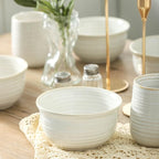 Hasense Cereal Bowls, 20 Ounce Soup Bowls Set of 6, Ceramic Deep Bowl for Kitchen, Perfect for salad Pasta Dessert Oatmeal, Dishwasher and Microwave Safe, Clay-Infused White