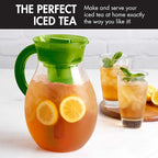 Primula The Big Iced Tea Maker and Infuser, Plastic Beverage Pitcher with Leak Proof, Airtight Lid, Fine Mesh Reusable Filter, Made without BPA, Dishwasher Safe, Green