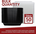 Reli. Meal Prep Containers, 16 oz. | 50 Pack | 1 Compartment Food Container w/Lids | Microwavable Food Storage Containers/To Go | Black Reusable Bento Box/Lunch Box for Meal Prep