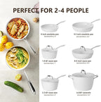 COOKSMARK Nonstick Ceramic Cookware Set, Induction & Dishwasher Safe Scratch-Resistant Pots and Pans Set with Glass Lids 10 Pieces, White