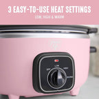 GreenLife 3.5QT Slow Cooker, Non-Toxic PFAS-Free Ceramic Nonstick Removable Interior Bowl, Programmable, Keep Warm, Stovetop & Oven Safe, Dishwasher Safe Parts, Glass Lid, Pink