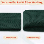 Homaxy 100% Cotton Waffle Weave Kitchen Dish Towels, Ultra Soft Absorbent Quick Drying Cleaning Towel, 13 x 28 Inches, 4-Pack, Blackish Green