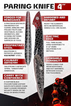 Dalstrong Paring Knife - 4”- Scorpion Series - Exclusive Japanese V12 Ultra™ Steel - Black Damascus - Black & Red Honeycomb Resin Handle -Paring Knife with Cover