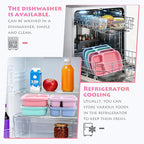 8 Pack Adult Lunch Box Set, Reusable 3-compartment food containers, Microwave and Dishwasher Safe (8 light colors)