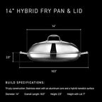 HexClad Hybrid Nonstick 14-Inch Frying Pan with Stainless Steel Lid, Stay-Cool Handles, Dishwasher-Friendly, Oven-Safe Up to 900°F, Induction Ready, Compatible with All Cooktops