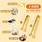 12PCS Mini Tongs For Serving, 2 Sizes 6 & 4 Inch Ice Tongs Mini Gold Sugar Stainless Steel Tong, Small Kitchen Tiny Food Tongs for Appetizers,Tea Party, Coffee Bar,Desserts & Ice Bucket
