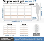 HOMEDANT 5 Tier Laminated White Boltless Metal Shelving Unit Adjustable Garage Storage Utility Rack Heavy Duty Shelves Organization Multipurpose Shelf Warehouse Pantry 28" W x 12.3" D x 59.5" H 1Pack