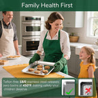 18/0 Stainless Steel Baking Sheet with Cooling Rack, Oven-Safe Non-Toxic Cookie Sheets for Baking, Set of 4, Coating Free & Rust Resistant for Healthy Family Baking, Easy to Clean, Heavy-Duty