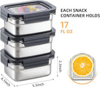 BEFOY Stainless Steel Food Storage Container with Lids Bento Lunch Box Leak Proof & Airtight for Kitchen Meal Prep freezer Reusable & Stackable Oven Dishwasher Safe (600 * 3)