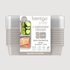 Bentgo Prep - 20-Piece 3-Compartment Reusable Meal Prep Containers with Lids, PFAS & BPA Free Materials, Durable, Microwave, Freezer, & Dishwasher Safe To Go Food Storage (Stone Gray)