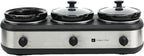 CULINARY CHEF, Triple Slow Cooker, Buffet Server 3 Pot, Food Warmer - Stainless