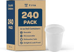 TIYA Food Containers - 32oz Bulk 240 Pack with Lids - Plastic Food Storage to-Go Containers - Reusable Microwavable Dishwasher Safe Cups - Airtight Leak Proof for Soups & Meal Prep