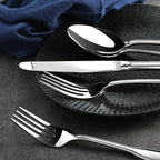 Silverware Set for 8, Stainless Steel Cutlery Set with Wide Handles, Mirror Polished Utensils Heavy Duty Spoons and Forks Set, Dishwasher Safe (Silver, 40 Pieces for 8)