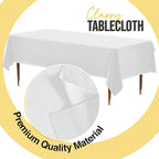 Party Solids 66% Thicker Premium Plastic Table Cloth Rectangle Table Cover 0.5 Mil 6 Pack White Table Cloth 54 Inch x 108 Inch Disposable Tablecloth Won't Tear Easily Like Cheap Thin Brands