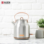Haden Heritage 4 Slice Wide Slot Stainless Steel Toaster Bundled with 1.7 Liter Stainless Steel Electric Water Kettle, Steel & Copper
