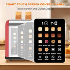 2 Slice Toaster Touch Screen, Stainless Steel Toasters Digital Timer 2 Slot Toasters, 8 Shade Settings 6 Bread Types for Bagel, Cancel, Defrost (Red)