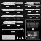 12PCS Portable Knife Set,High Carbon Stainless Steel Professional Kitchen Knife Set,Knife Sharpener With Knife Roll Bag,Suitable for Outdoor Travel,Camping,Barbecue