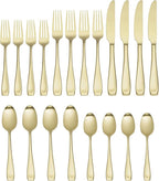 Oneida T711020PVDC Moda Satin Champagne 20 Piece Fine Flatware Set, Service For 4