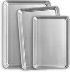JoyTable Aluminum Baking Sheet Set, 3 Pack Sheet Pan, Commercial Quality Cookie Sheets for Baking or Roasting Non-Stick, Warp Resistant Aluminum Baking Pan