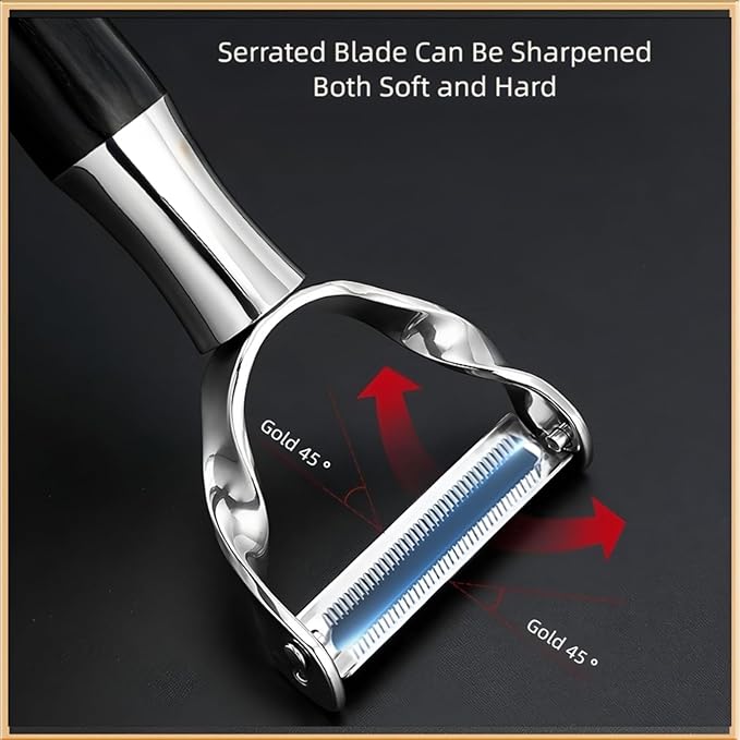 Peeler Ultra Sharp Stainless Steel Blades and Anti-slip Wood Handle Vegetable Fruit Potato Carrot Apple Peeler for Efficient Kitchen Prep