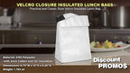 DISCOUNT PROMOS 10 Hook and Loop Insulated Lunch Bags Set - Polyester, Durable, Vibrant, Reusable - White