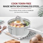 Sunhouse – 2 Quarts Stainless Steel Sauce Pan with Lid - PFOA-FREE, High Stainless Steel Sauce Pan, Advanced Impact Bonding Induction Base, Stay-Cool Handle, Compatible with All Cooktops