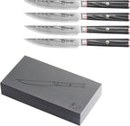 Cangshan YARI Series 4-Piece Fine Edge Steak Knife Set with Ash Wood Box, X-7 Damascus Steel