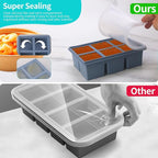 1/2 Cup Silicone Freezer Tray With Lid,Silicone Freezer Molds 6-Pack For meal prep & freezing of various sauces and other dishes, makes 36 perfect 1/2 cup portions cubes (Multicolor 6 Pack)
