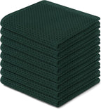 Homaxy 100% Cotton Waffle Weave Kitchen Dish Cloths, Ultra Soft Absorbent Quick Drying Dish Towels, 12 x 12 Inches, 8-Pack, Blackish Green