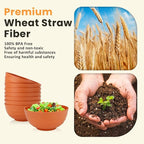 Homienly Large Bowl Set of 8, 60 oz Orange Wheat Straw Bowls, Unbreakable & Microwave Safe, Big Soup and Salad Bowls for Wedding, Party, Camping, Family Dining