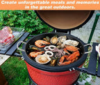 Ceramic Non-Stick Pan with 2 Handles, 18.5in Round Grill Griddle for TIKI Solo Stove Cuisinart Fire Pit Kamado Charcoal Grill Weber Kettle and More, Oven and Induction Safe PTFE Free PFOA Free