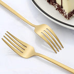 Pleafind 36-Pcs Matte Gold Dinner Forks, 8.4 Inch Forks Silverware, Stainless Steel Fork, Silverware Fork, Mirror Polished Metal Forks for Home, Kitchen, Restaurant, Dishwasher Safe