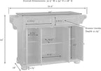 Crosley Furniture Alexandria Granite Top Rolling Kitchen Island Storage Cart, Microwave Stand, Spice Rack, White