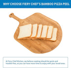 12” Bamboo Pizza Peel - Lightweight Smooth Wooden Pizza Paddle and Pizza Cutting Board with 8 Slice Grooves, Outdoor Pizza Oven Accessories, 17.3 Inch x 12.2 Inch
