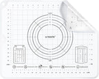 U-Taste Liquid Silicone Pastry Mat: 16"x20" Food-Grade Non-Stick Dough Rolling Baking Sheet, Non Slip for Kneading Prep Pizza, Fondant, Pie Crust with Clear Measurement and Raised Edges (Transparent)