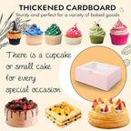 JCD 8 Packs Pink Bento Cake and Cupcake Box 1+8 Bento Box with Clear Window for 4-inch Cake and 8 Cupcakes Packaging Gift Baked Goods for Family Dinner Birthday Party Picnic Gift (Pink 1+8/8Pcs)