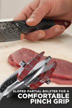 Dalstrong Crixus Chef Knife - 8 inch - Scorpion Series - Exclusive Japanese V12 Ultra™ Steel - Black Damascus - Black & Red Honeycomb Resin Handle - Versatile Chopping Kitchen Knife Leather Sheath