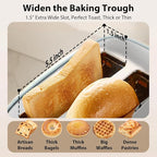 LONGDEEM 4-Slice Toaster 1.5" Extra Wide Slot Stainless Steel with High Lift Lever, 6 Presets & Bagel/Defrost/Cancel Function, Removal Crumb Tray, Under Base Cord Storage, Green