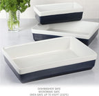 MARTHA STEWART 3 Piece Oven to Table Stoneware Bakeware, Baking Dish & Casserole Set Cobalt Blue